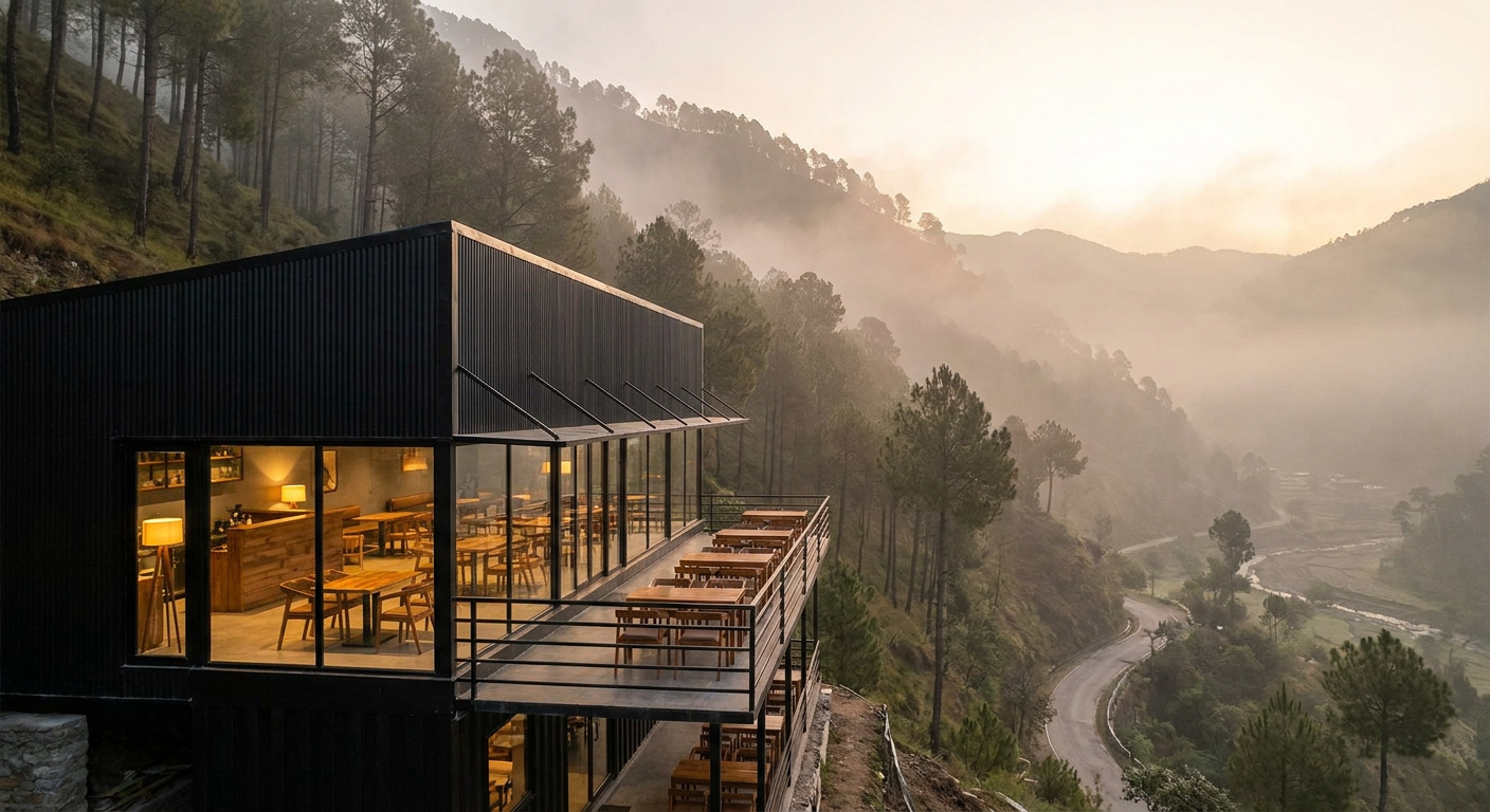 Hill Top Cafe/Bar - Sissu, Himachal prefab home by The Hut Company