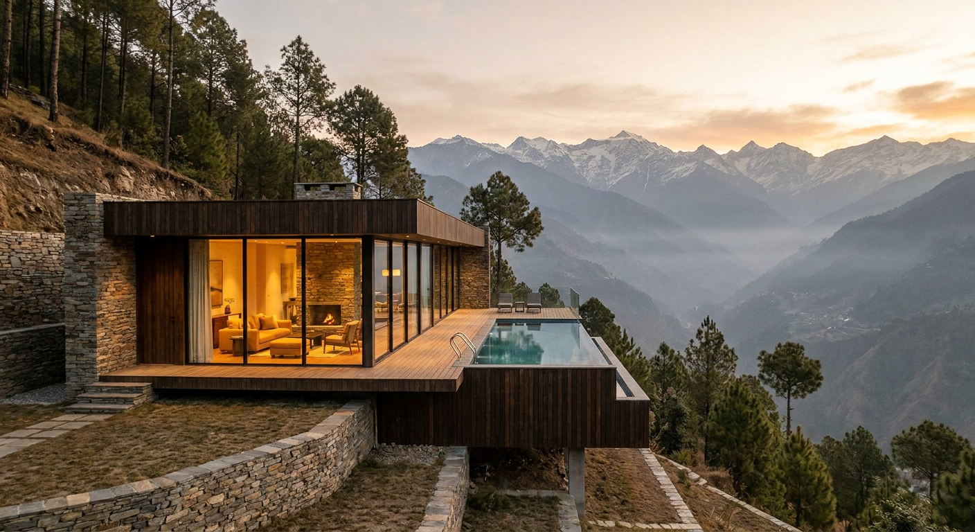 Luxury Hill Villa - Uttarakhand prefab home by The Hut Company